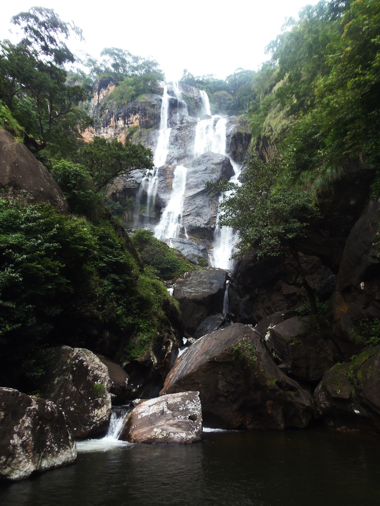 Sanje waterfalls from the base of the waterfalls in Udzungwa Mountains National Park